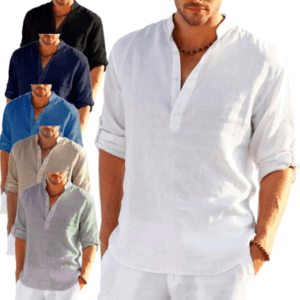 Stylish Daily Linen Loose Fit Shirt for Men - Comfortable, Solid Colour, Long Sleeve Cotton